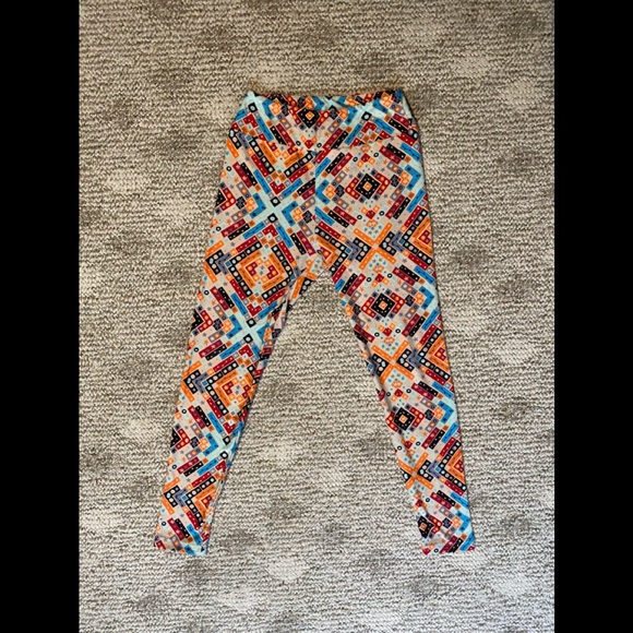 LuLaRoe OS Leggings Nude Beige Constellation Print Geometric Fair Isle Pattern - Picture 1 of 13